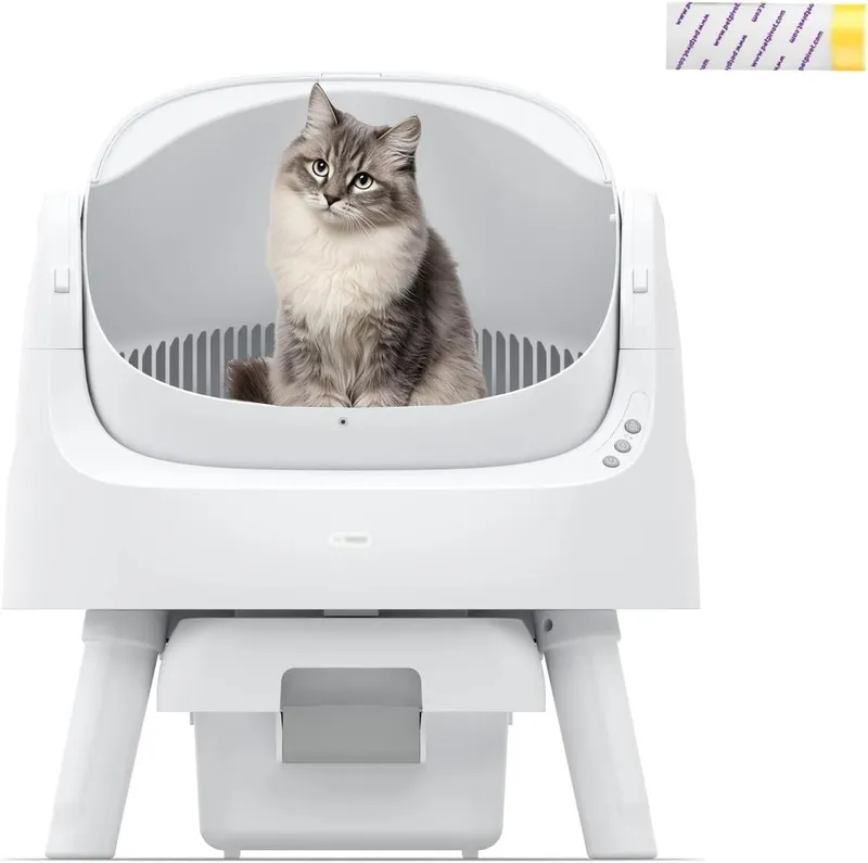 Mimfam Self Cleaning Top Entry Cat Litter Box with Integrated Safety Protection